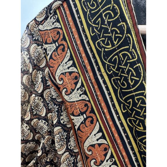 Avenue Blouse Women Large 14/16 Gold Black Witchy Goth Whimsigoth Top Fall Flowy - Picture 7 of 8